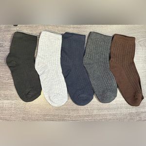 5pairs Men's Business Cotton Solid Color Mid Tube Crew Socks